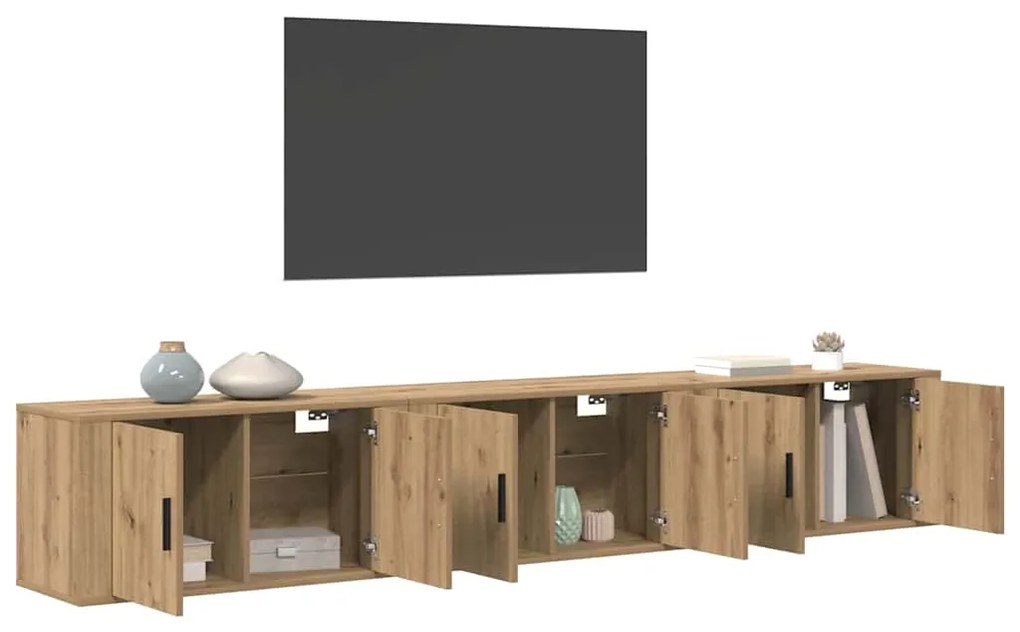 vidaXL Σετ Βαθμιδωτών Ντουλαπιών Τηλεόρασης 3 pcs Artisan Oak