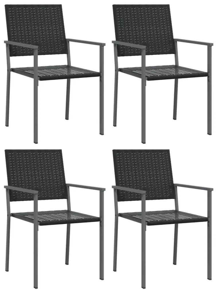 vidaXL Καρέκλες Κήπου 4 τεμ. Μαύρες 54x62,5x89 εκ. από Συνθετικό Ρατάν