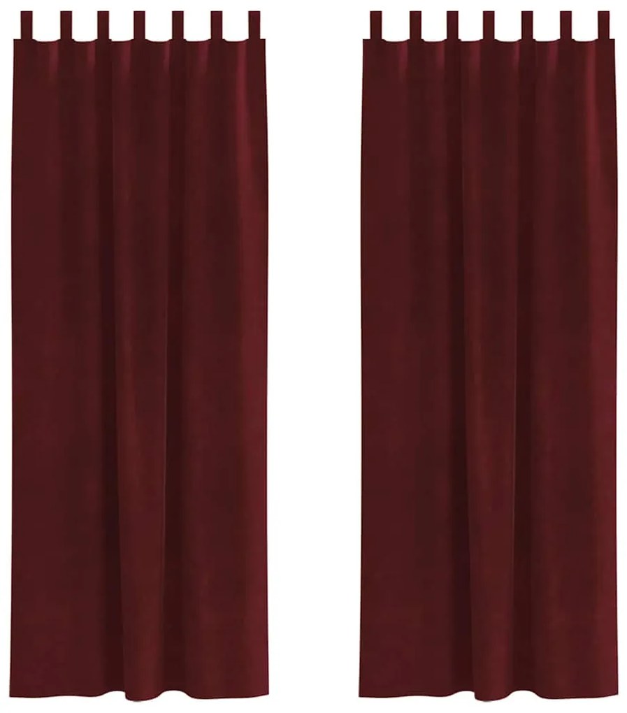 vidaXL Κουρτίνες με κουρτίνες 2 pcs Μπορντό 140 x 225 cm Βελούδο