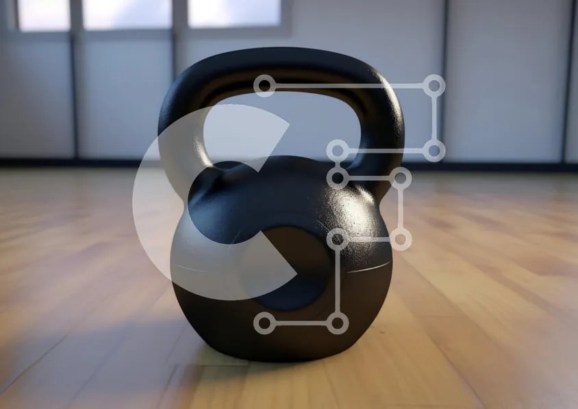 Intra Συλλεκτικό Ξύλινο Παζλ Plywood  4mm - Kettlebell στο ξύλινο πάτωμα στο γυμναστήριο Σε Ξύλινο Κουτί - Διαστάσεις Puzzle: 10x10 cm – 25 κομμάτια