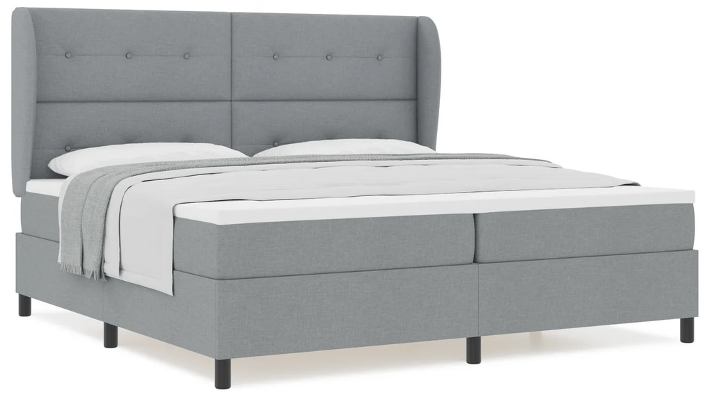 vidaXL Κρεβάτι Box Spring με Στρώμα - Ανοιχτό Γκρι, 200x200 εκ., Υλικό Ύφασμα