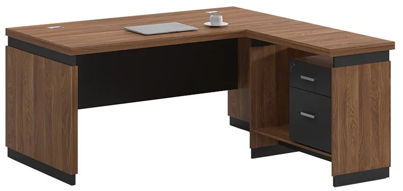 Γραφείο αναστρέψιμο Oscar pakoworld καρυδί-ανθρακί 180x170x76εκ (1 τεμάχια)