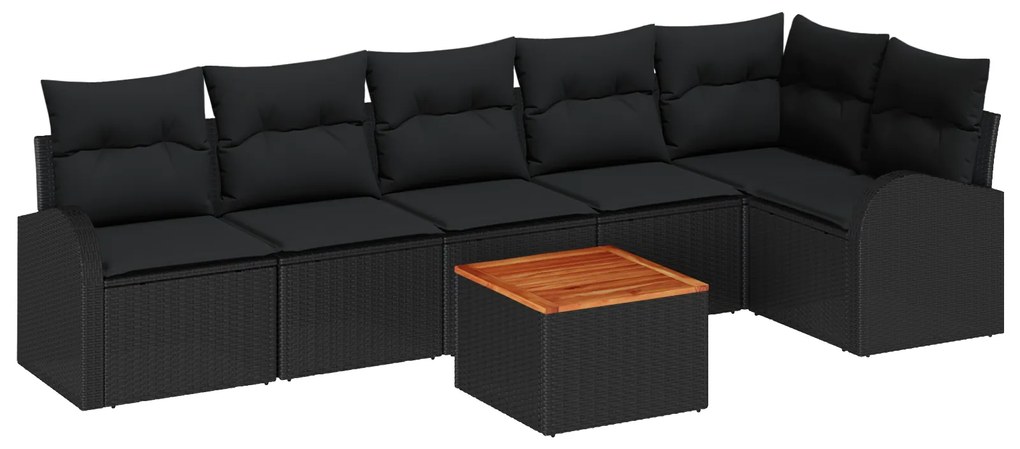 vidaXL Σετ Καναπέ Κήπου 7 pcs Μαύρο Μεγάλο Ρατάν