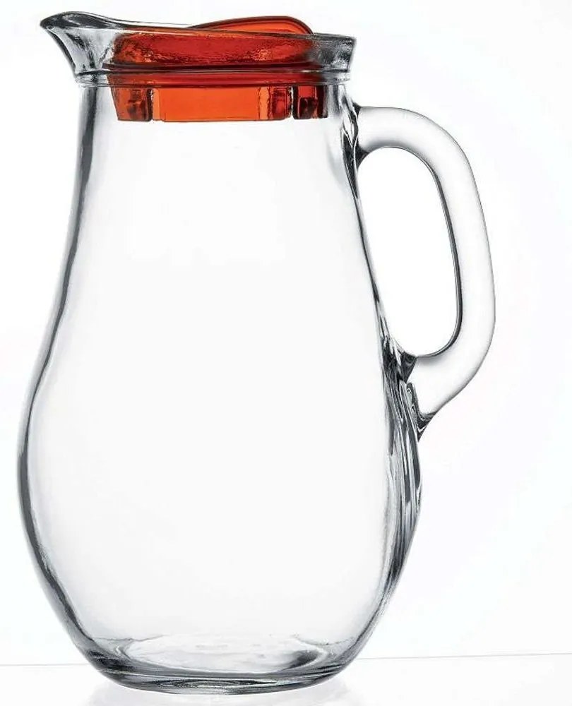 Κανάτα Με Καπάκι Bistro SP80119G1R 17,2x17,2x24cm 1850ml Clear-Red Espiel Πλαστικό, Γυαλί