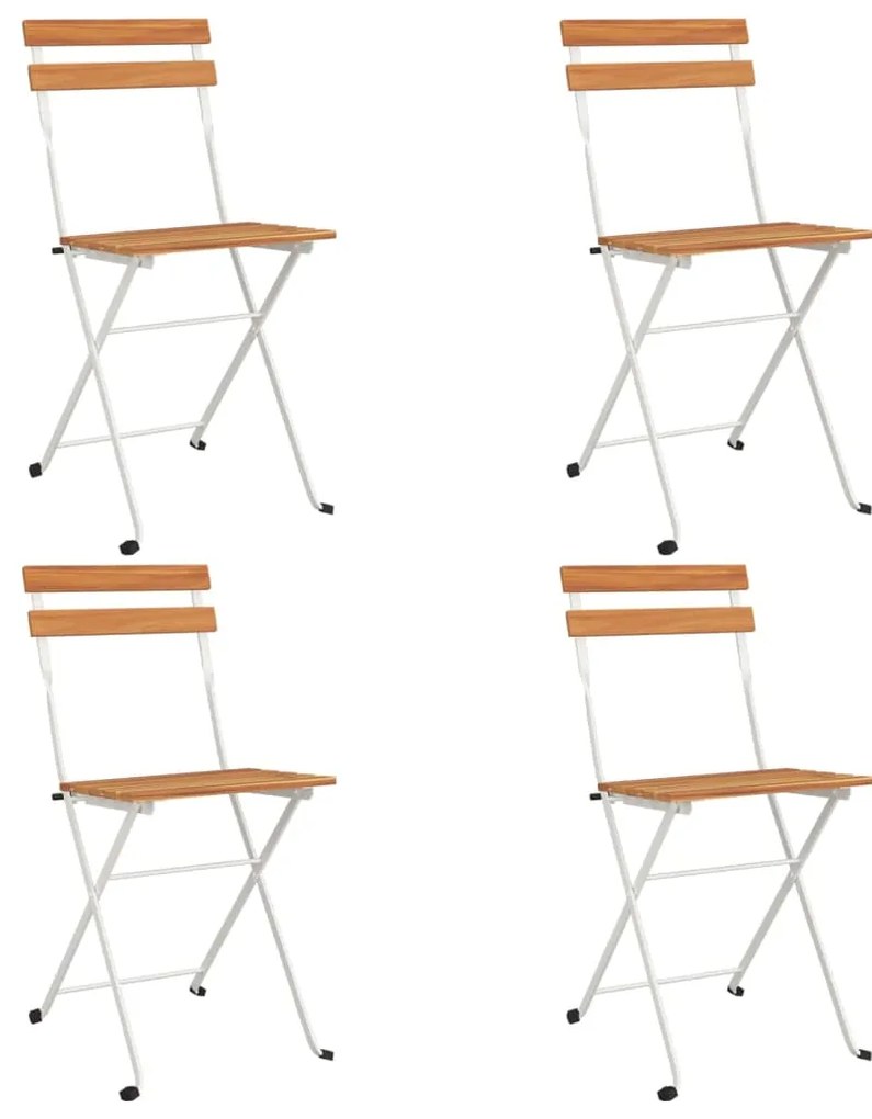 vidaXL Καρέκλες Bistro Πτυσσόμενες 4 τεμ. Μασίφ Ξύλο Ακακίας + Ατσάλι