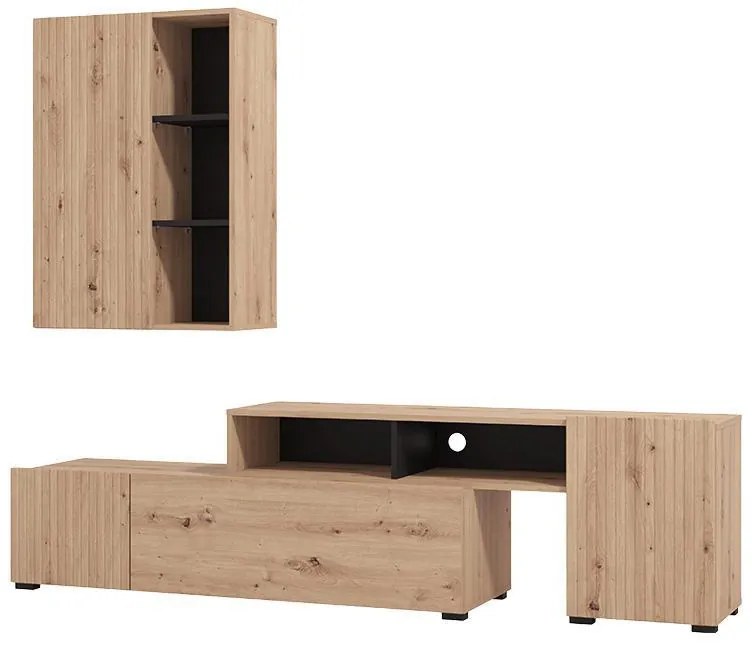 Κέντρο Ψυχαγωγίας - Σύνθεση Balos Artisan Oak - Μαύρο 199x42x163 εκ.