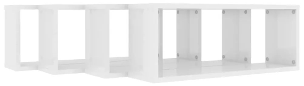 Ράφια Κύβοι Τοίχου 4 τεμ. Γυαλ. Λευκό 60x15x23 εκ. Μοριοσανίδα - Λευκό