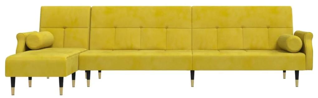 vidaXL Καναπές Κρεβάτι Γωνιακός Κίτρινος 271 x 140 x 70 εκ. Βελούδινος
