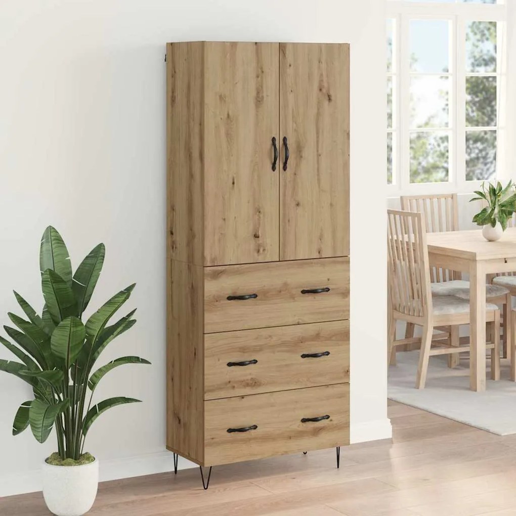 vidaXL Highboard 2 pcs Artisan Oak Μηχανική ξυλεία και γυαλί