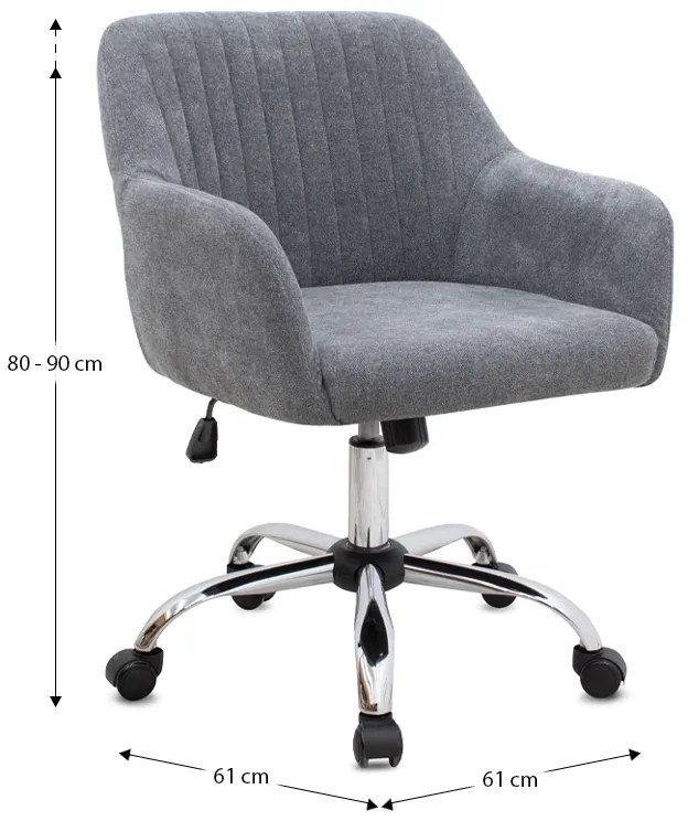Καρέκλα γραφείου Lana Megapap υφασμάτινη χρώμα γκρι 61x61x80/90εκ.
