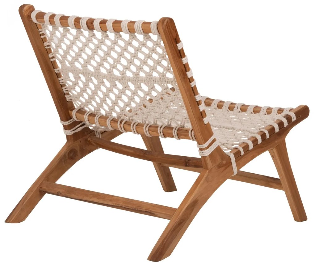 Πολυθρόνα ANTIB C9466.01 Ξύλο ΤΕΑΚ με Nylon Λευκό Σχοινί 65x77x68Υεκ. 65x77x68 εκ.