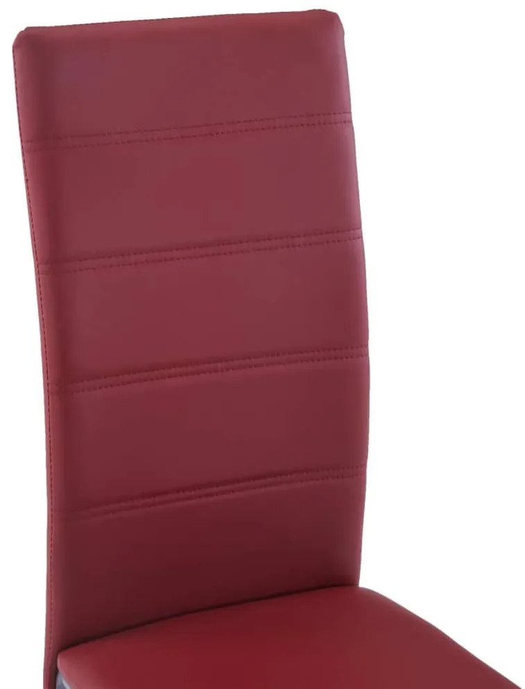 Καρέκλες Τραπεζαρίας «Πρόβολος» 6 τεμ. Κόκκινες Συνθετικό Δέρμα - Κόκκινο