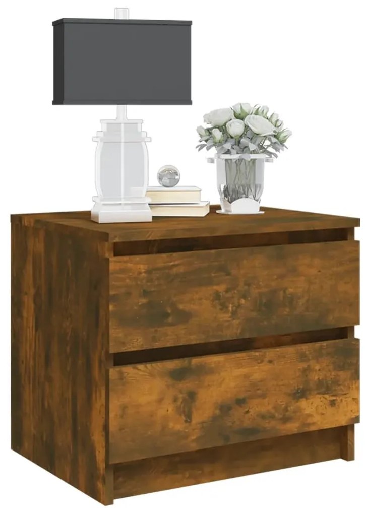 vidaXL Κομοδίνο Καπνιστή Δρυς 50x39x43,5 εκ. από Επεξεργασμένο Ξύλο