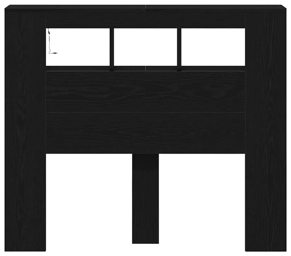 vidaXL LED κεφαλάρι με ράφι Μαύρη δρυς 120 x 18.5 x 103.5 εκ