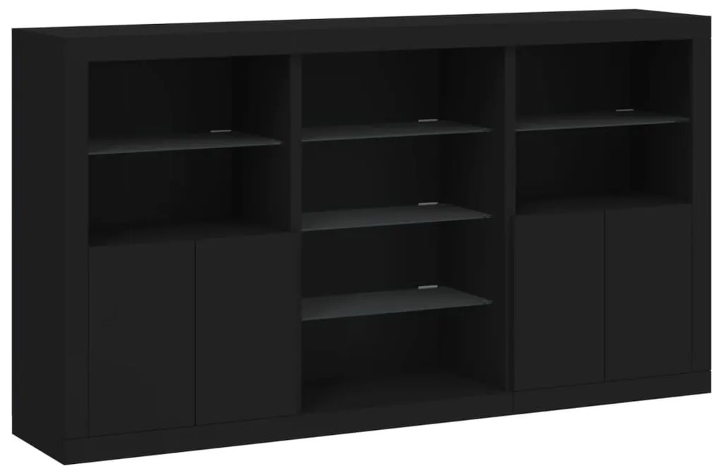 vidaXL Μπουφές με Φώτα LED Μαύρος 181,5 x 37 x 100 εκ.