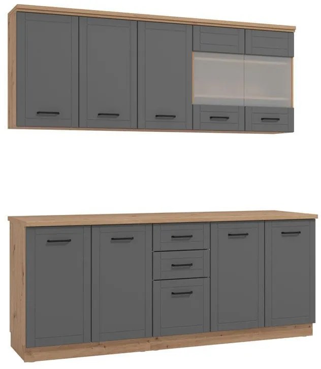 Σύνθεση Κουζίνας Valencia 200 Artisan - Γκρί Ματ 200x50x218 εκ. 200x50x218 εκ.