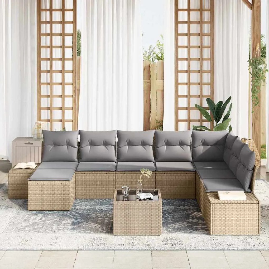 vidaXL Σετ Καναπέ Κήπου 9 pcs 319 x 209 x 85 εκ. Πολυ ράταν
