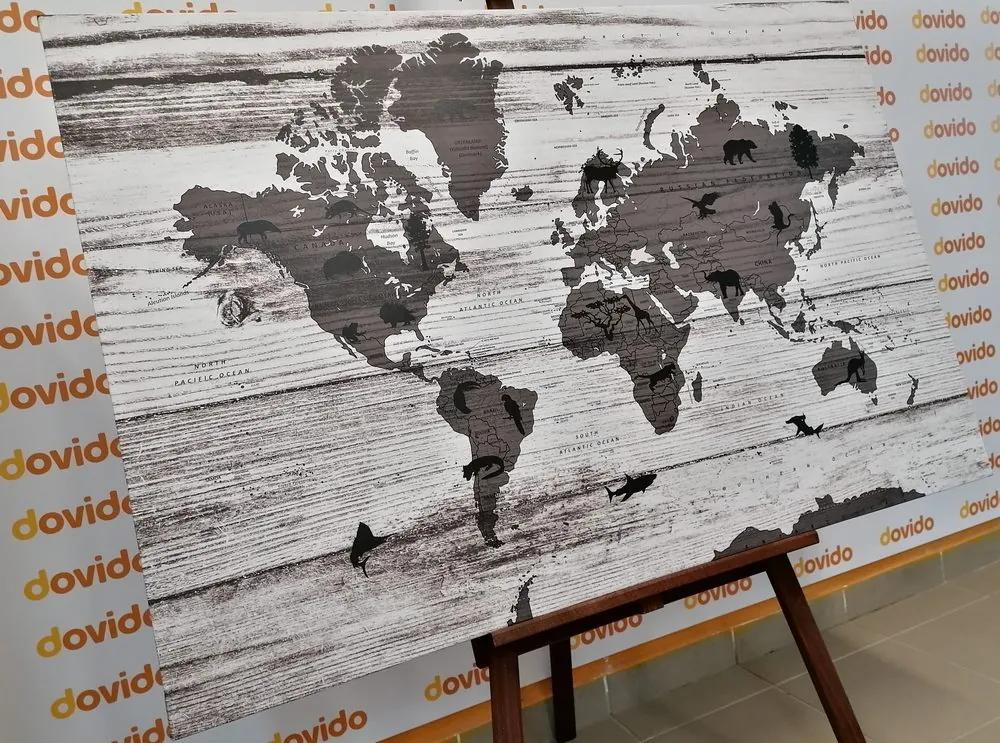 Εικόνα σε ασπρόμαυρο χάρτη από φελλό σε ξύλινο φόντο - 120x80  flags