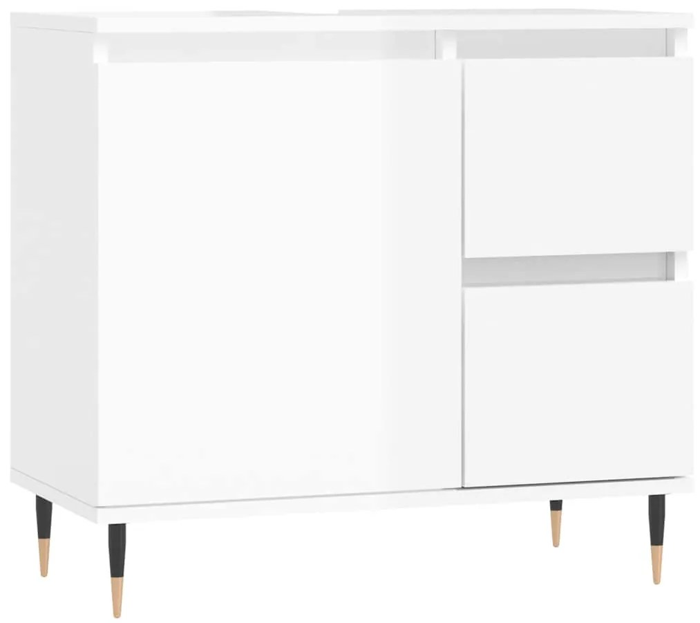 vidaXL Ντουλάπι Μπάνιου Γυαλιστερό Λευκό 65x33x60 εκ. Επεξεργ. Ξύλο