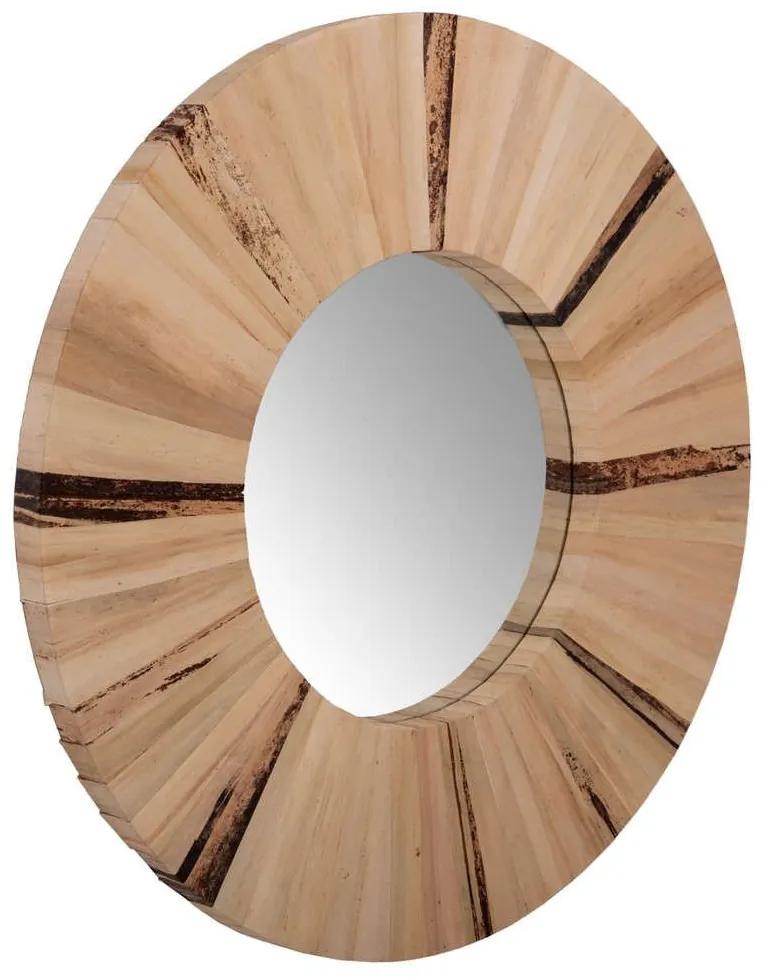 Καθρέπτης Τοίχου Στρογγυλός HM7838 Φ80x4cm Πλαίσιο Ίνες Φοίνικα Natural Ξύλο,Γυαλί