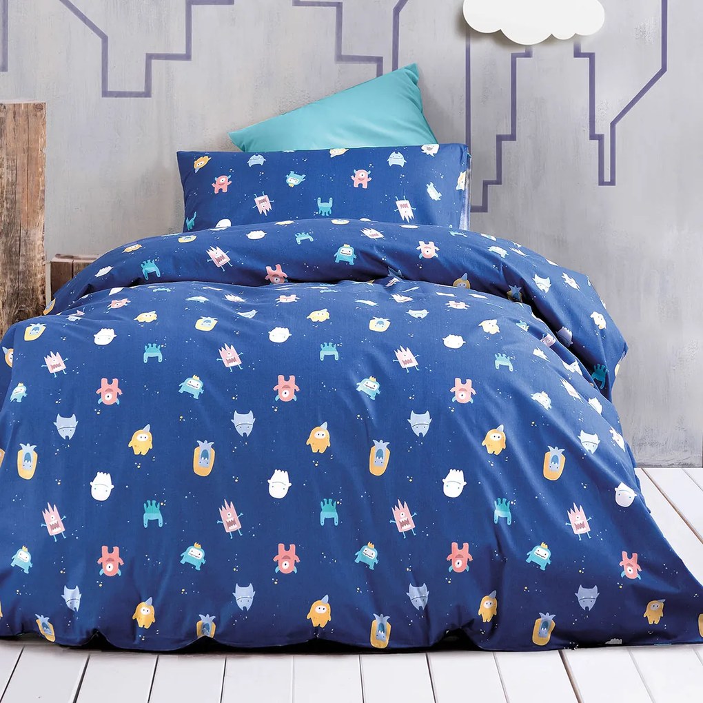 Σεντόνια Μονά (Σετ) Rythmos Kids Busters Μπλε ΜΕ ΛΑΣΤΙΧΟ 105x205+25