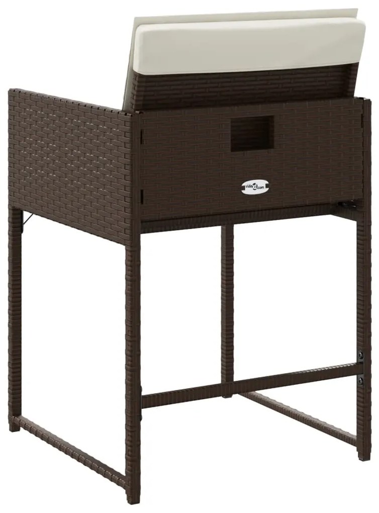 vidaXL Καρέκλες Κήπου 4 τεμ. Καφέ Συνθ. Ρατάν Μαξιλάρια