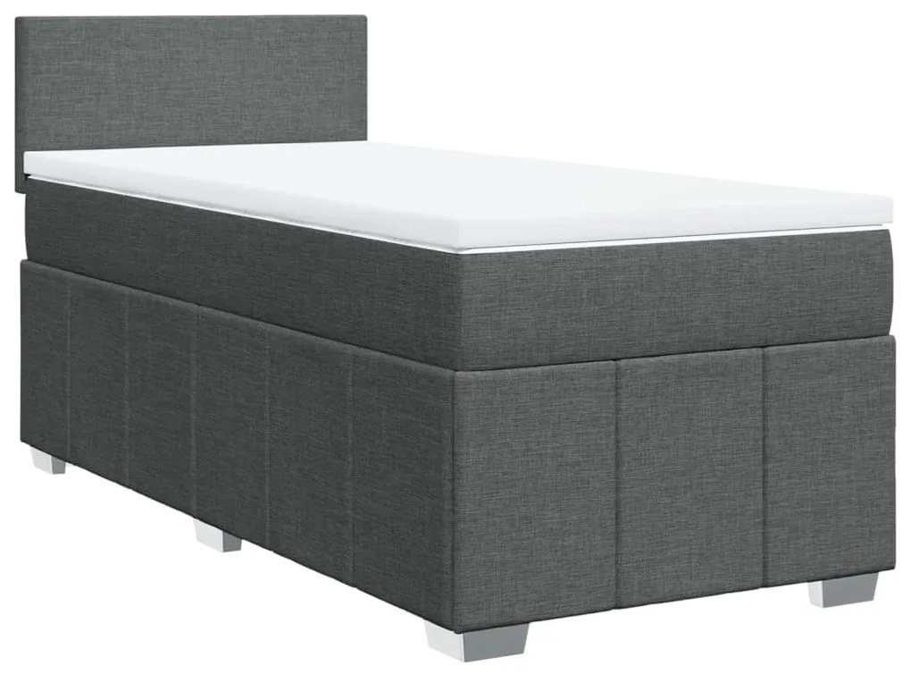 vidaXL Κρεβάτι Boxspring με Στρώμα Σκούρο Γκρι 90x190 εκ. Υφασμάτινο