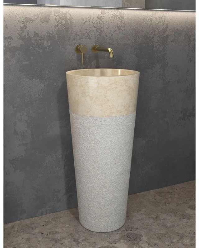 KARAG  BORA Νιπτήρας επιδαπέδιος πέτρινος BORA Cream KARAG Ø40x90cm KARAG-5206836065038
