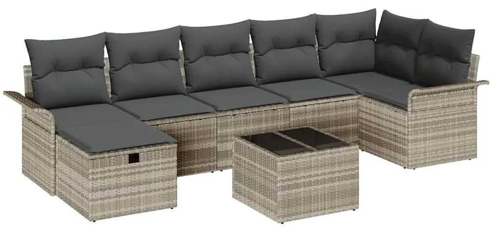 vidaXL Σετ Καναπέ Κήπου με μαξιλάρι 8 pcs Ανοιχτό γκρι συνθετικό ρατάν