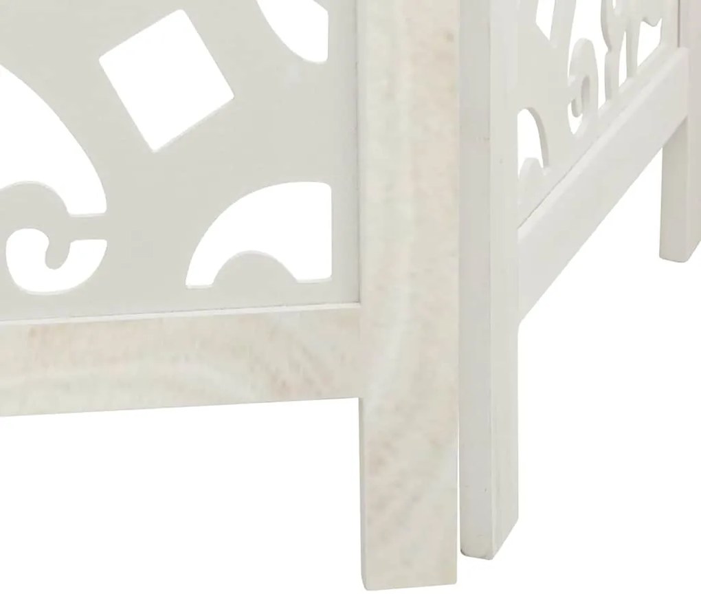 vidaXL Διαχωριστικό Χώρου με 3 Πάνελ Λευκό από Μασίφ Ξύλο Παυλώνιας