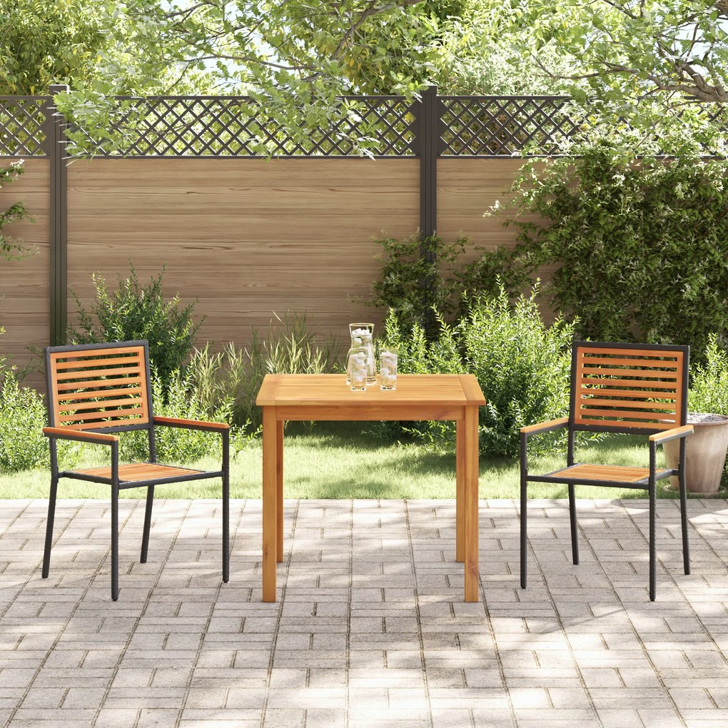 vidaXL Σετ Τραπεζαρίας Κήπου 3 pcs Μαύρο 85 x 85 x 74 cm
