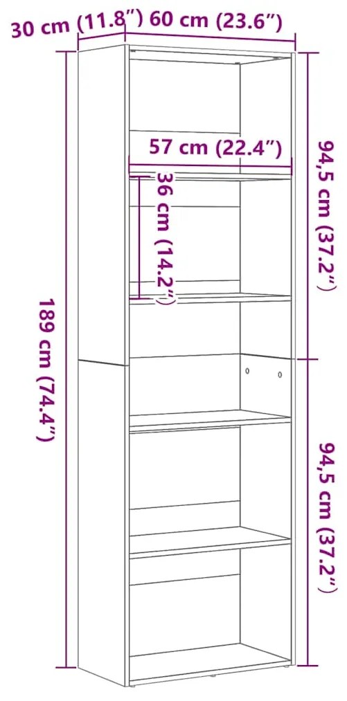 ΒΙΒΛΙΟΘΗΚΗ ΜΑΥΡΗ ΔΡΥΣ 60X30X189 ΕΚ. ΑΠΟ ΕΠΕΞΕΡΓΑΣΜΕΝΟ ΞΥΛΟ 862457