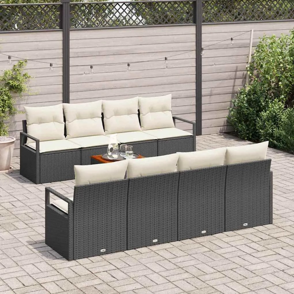 vidaXL Σετ Καναπέ Κήπου με μαξιλάρι 9 pcs Μαύρο Πολυ ράταν