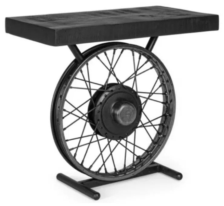 WHEEL SIDE TABLE ΜΑΥΡΟ ΑΣΗΜΙ 61x36xH56cm - 04-0979 - 04-0979