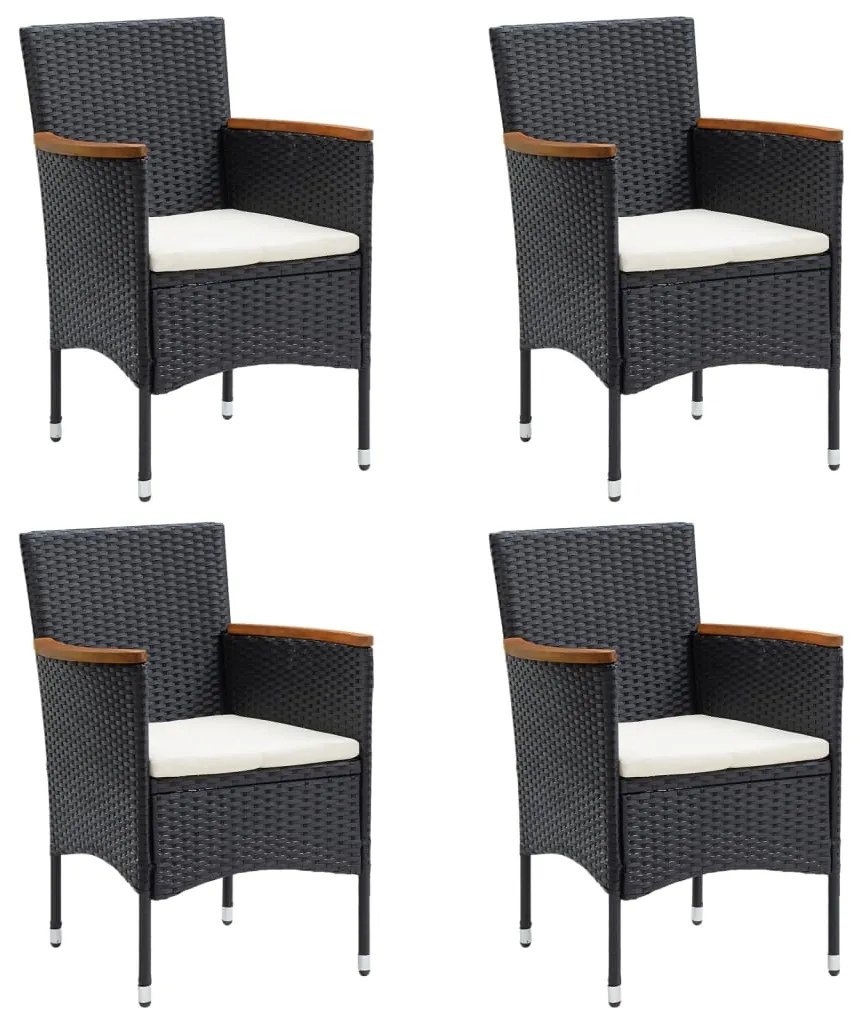 vidaXL Σετ Τραπεζαρίας Κήπου 5 Τεμαχίων Μαύρο με Μαξιλάρια