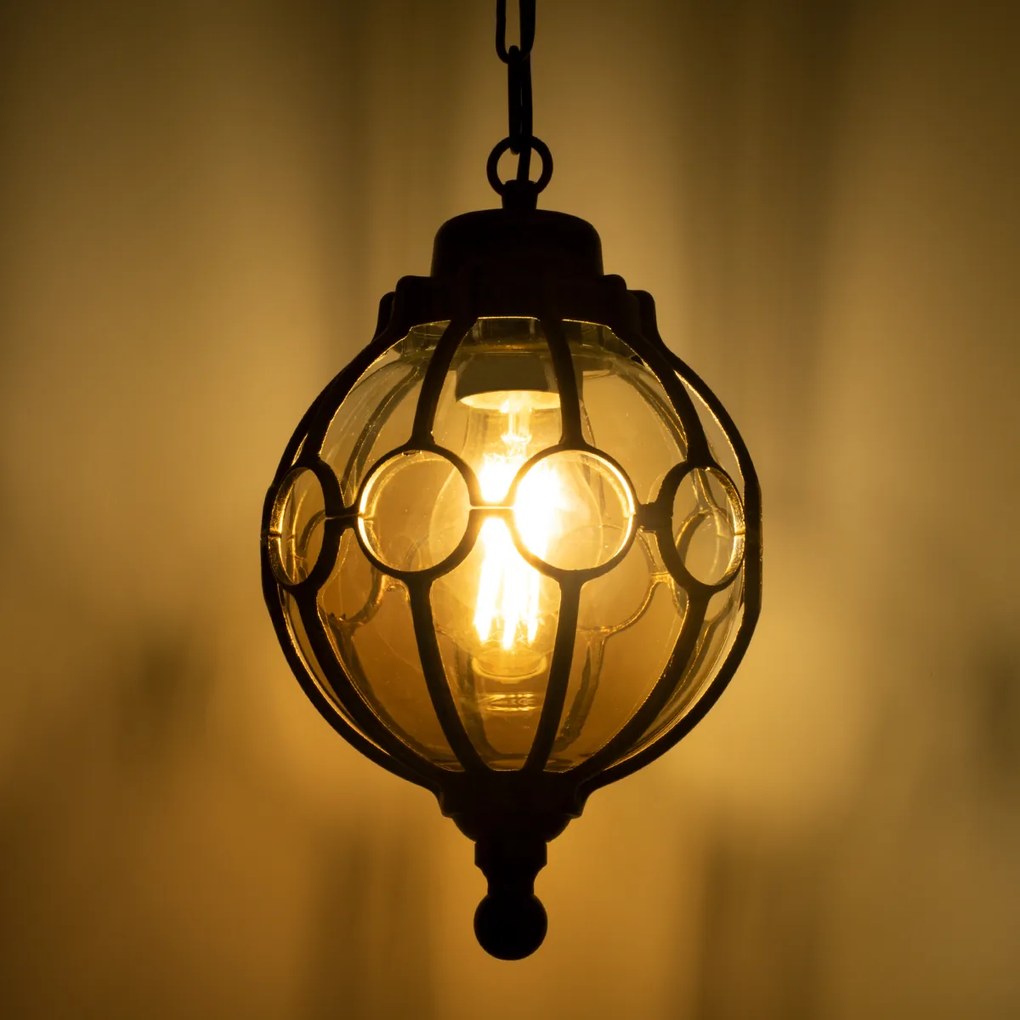 GloboStar ETOILE 00988 Vintage Industrial Κρεμαστό Φωτιστικό Οροφής Μονόφωτο 1 x E27 Μπρονζέ Χρυσό Μεταλλικό Πλέγμα με Μελί Γυαλί Φ18 x Υ27cm - 00988