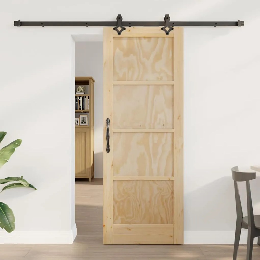 vidaXL Σετ Συρόμενης Πόρτας Φυσικό και μαύρο 73.5 x 198.5 εκ.