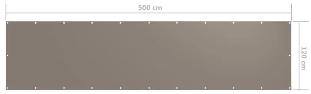 Διαχωριστικό Βεράντας Taupe 120 x 500 εκ. Ύφασμα Oxford - Μπεζ-Γκρι