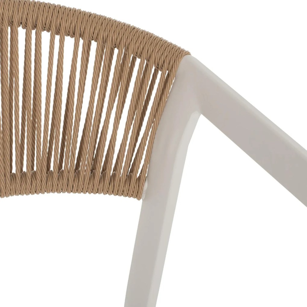 ΣΚΑΜΠΟ ΑΛΟΥΜΙΝΙΟΥ ΛΕΥΚΟ ΜΕ ΜΠΡΑΤΣΑ RATTAN &amp; TEXTLINE 56x58x105Yεκ. 56x58x105 εκ.