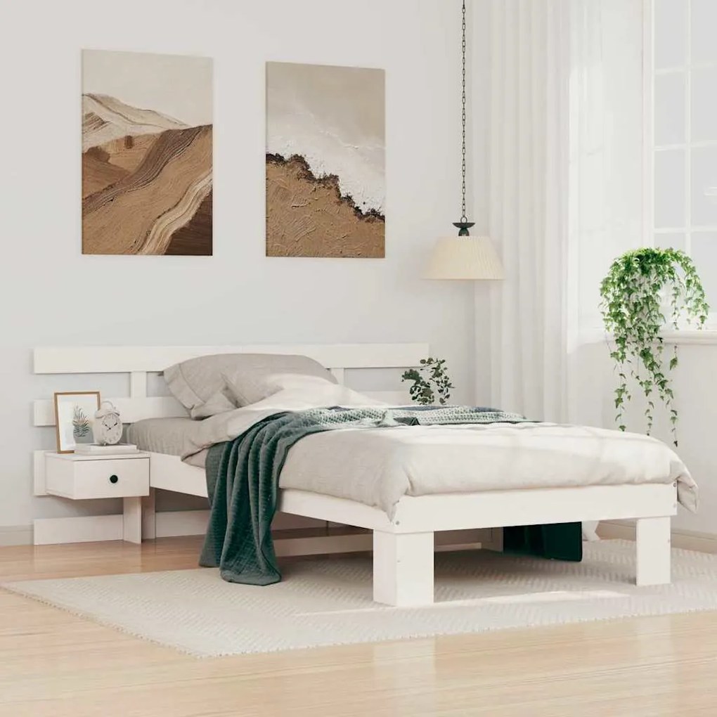 vidaXL Σκελετός Κρεβατιού Λευκό 80 x 200 cm Μασίφ ξύλο πεύκου