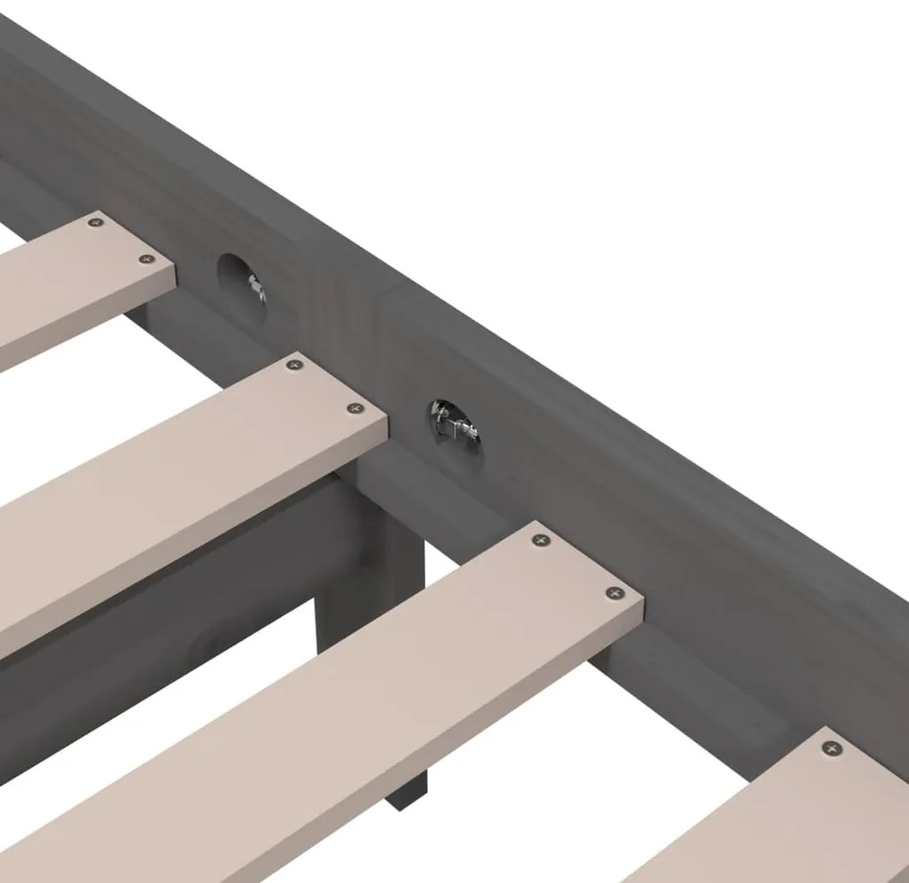 vidaXL Πλαίσιο Κρεβατιού Γκρι 140 x 200 εκ. από Μασίφ Ξύλο