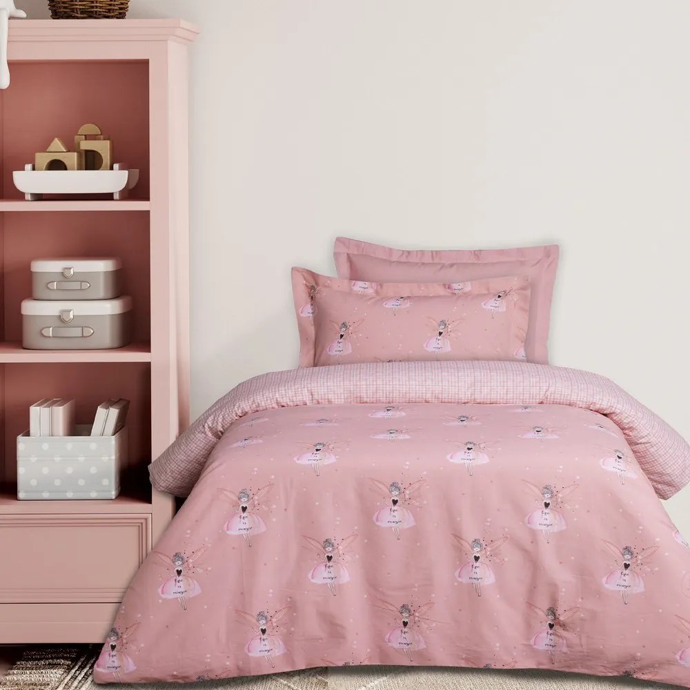 Παπλωματοθήκη Παιδική 4973 (Σετ 2τμχ) Pink Das Home Μονό 160x240cm 100% Βαμβάκι