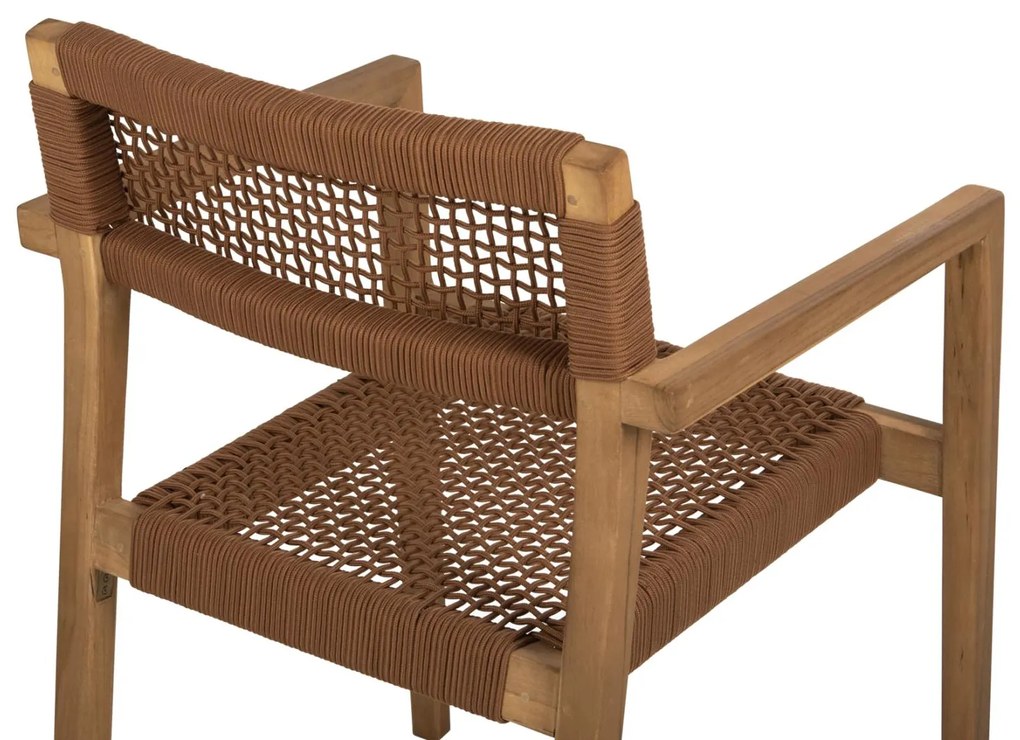 Πολυθρόνα CHARLOTTE Ξύλο Teak Φυσικό και Καφέ Σχοινί 59x54x83Y εκ. 59x54x83 εκ.