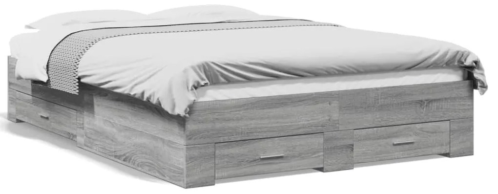 vidaXL Πλαίσιο Κρεβατιού με συρτάρια Γκρι sonoma 120x190εκ. Επεξ. Ξύλο