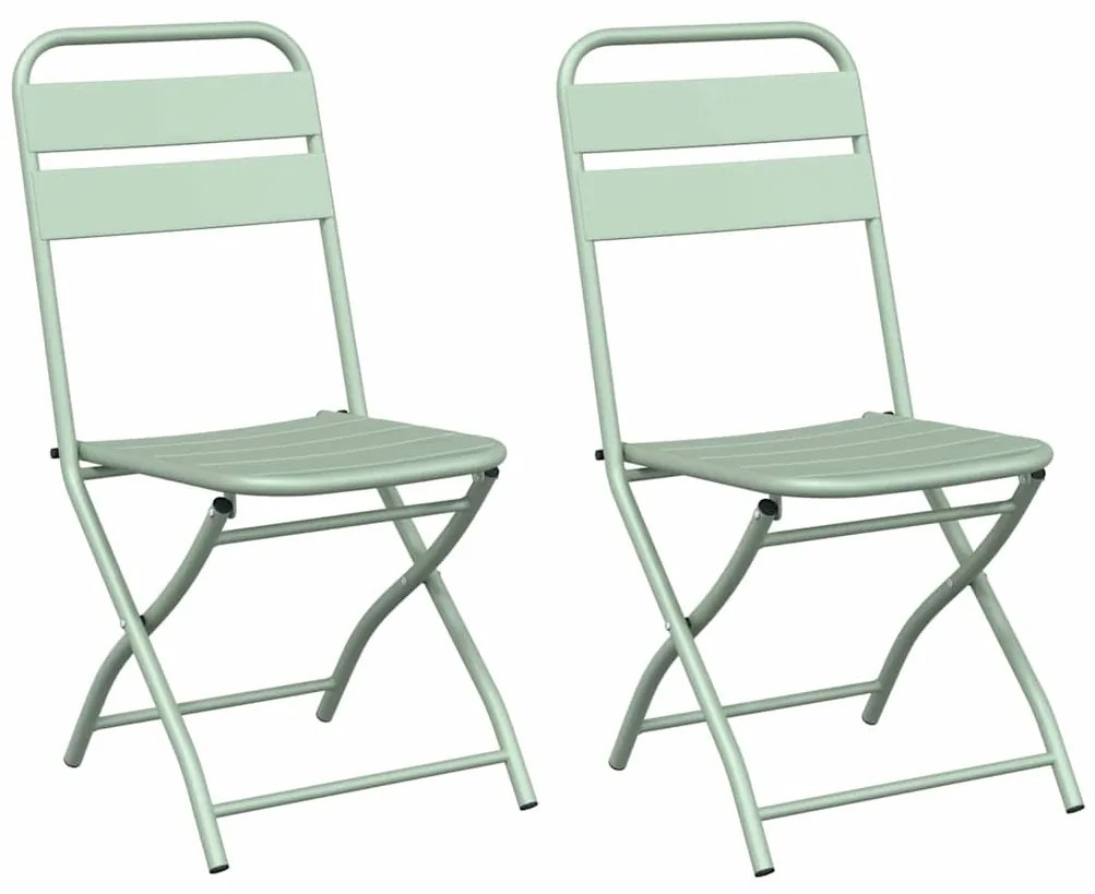 vidaXL Πτυσσόμενη Καρέκλα Κήπου 2 pcs Πράσινο 55 x 56.5 x 91εκ Ατσάλι