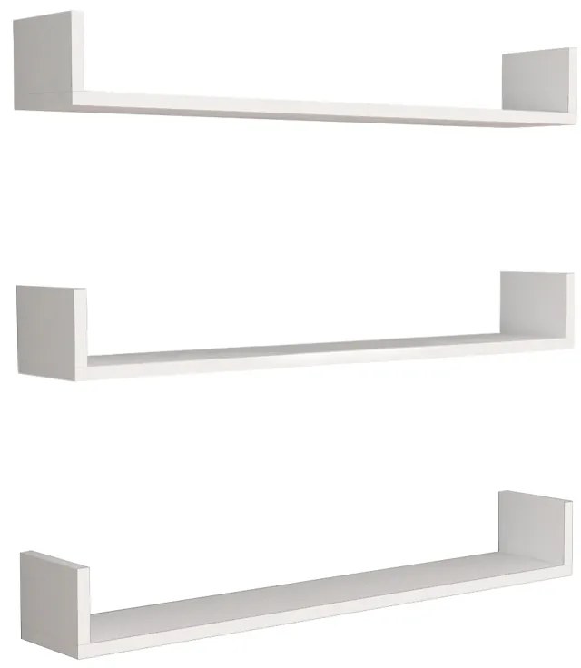 Ραφιέρα τοίχου Tyrion Megapap 3 τεμαχίων χρώμα λευκό 90x15x12εκ.