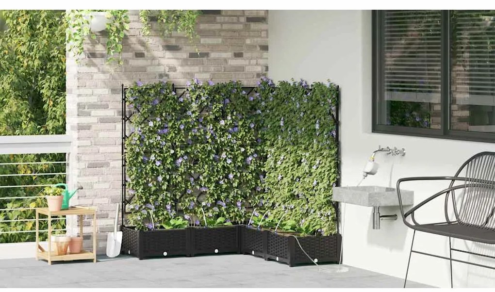 vidaXL Ζαρντινιέρες κήπου Μαύρο 120 x 120 x 126 cm Ατσάλι