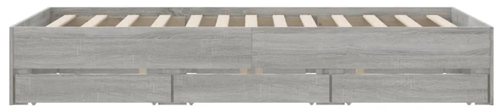 vidaXL Πλαίσιο Κρεβατιού με συρτάρια Γκρι sonoma 120x190εκ. Επεξ. Ξύλο
