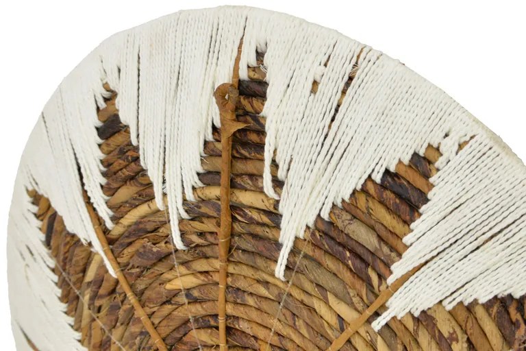 Διακοσμητικό τοίχου Circy Inart σετ 3 τεμ ψάθα σε λευκή-μπεζ απόχρωση