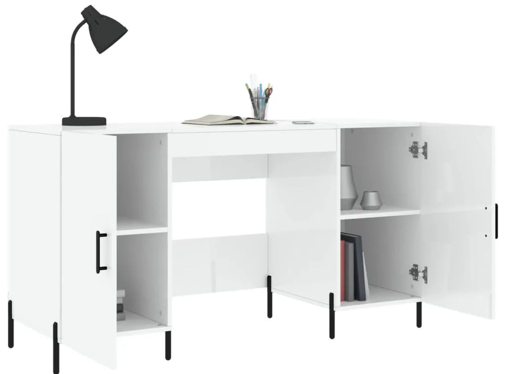 vidaXL Γραφείο Γυαλιστερό Λευκό 140x50x75 εκ. Επεξεργασμένο Ξύλο